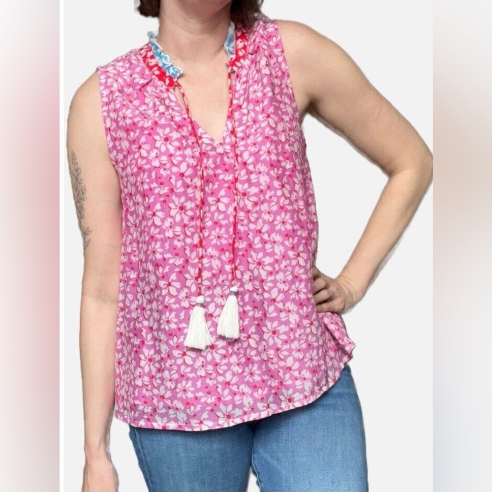 Roller Rabbit Silk Floral Top Sz L